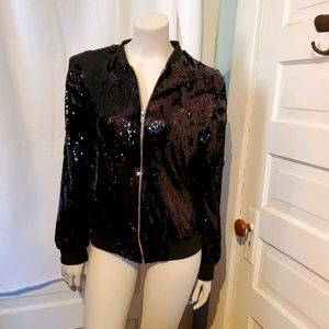 HaoDuoYi Womens Black Sequin Mardi Gras Jacket: M